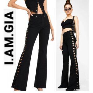 I AM GIA Elsi Flared Pant Jeans Cut-outs Size medium